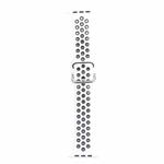 Metal Buckle Silicone Watch Band For Apple Watch Ultra 49mm / Series 8&7 45mm / SE 2&6&SE&5&4 44mm / 3&2&1 42mm(White+Black)