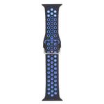 Metal Buckle Silicone Watch Band For Apple Watch Ultra 49mm / Series 8&7 45mm / SE 2&6&SE&5&4 44mm / 3&2&1 42mm(Black+Blue)