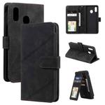 For Samsung Galaxy A20 / A30 Skin Feel Business Horizontal Flip PU Leather Case with Holder & Multi-Card Slots & Wallet & Lanyard & Photo Frame(Black)