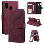 For Samsung Galaxy A20 / A30 Skin Feel Business Horizontal Flip PU Leather Case with Holder & Multi-Card Slots & Wallet & Lanyard & Photo Frame(Wine Red)
