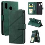 For Samsung Galaxy A20 / A30 Skin Feel Business Horizontal Flip PU Leather Case with Holder & Multi-Card Slots & Wallet & Lanyard & Photo Frame(Green)