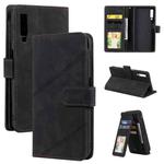 For Samsung Galaxy A7 2018 Skin Feel Business Horizontal Flip PU Leather Case with Holder & Multi-Card Slots & Wallet & Lanyard & Photo Frame(Black)