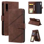 For Samsung Galaxy A7 2018 Skin Feel Business Horizontal Flip PU Leather Case with Holder & Multi-Card Slots & Wallet & Lanyard & Photo Frame(Brown)