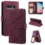 For Samsung Galaxy S10+ Skin Feel Business Horizontal Flip PU Leather Case with Holder & Multi-Card Slots & Wallet & Lanyard & Photo Frame(Wine Red)