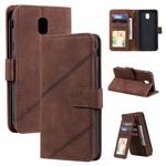 For Samsung Galaxy J5 2017 Skin Feel Business Horizontal Flip PU Leather Case with Holder & Multi-Card Slots & Wallet & Lanyard & Photo Frame(Brown)