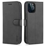 For iPhone 12 Pro AZNS Skin Feel Calf Texture Horizontal Flip Leather Case with Card Slots & Holder & Wallet(Black)