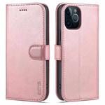 For iPhone 12 Pro Max AZNS Skin Feel Calf Texture Horizontal Flip Leather Case with Card Slots & Holder & Wallet(Rose Gold)