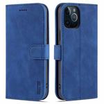 For iPhone 12 Pro Max AZNS Skin Feel Calf Texture Horizontal Flip Leather Case with Card Slots & Holder & Wallet(Blue)