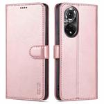 For Honor 50 AZNS Skin Feel Calf Texture Horizontal Flip Leather Case with Card Slots & Holder & Wallet(Rose Gold)