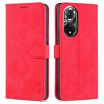 For Honor 50 AZNS Skin Feel Calf Texture Horizontal Flip Leather Case with Card Slots & Holder & Wallet(Red)