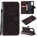For OnePlus 9 Sun Embossing Pattern Horizontal Flip Leather Case with Card Slot & Holder & Wallet & Lanyard(Brown)