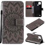 For OPPO Realme C20 / C21 Sun Embossing Pattern Horizontal Flip Leather Case with Card Slot & Holder & Wallet & Lanyard(Grey)