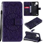 For OPPO Realme C20 / C21 Sun Embossing Pattern Horizontal Flip Leather Case with Card Slot & Holder & Wallet & Lanyard(Purple)