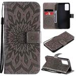 For OPPO Reno6 5G Sun Embossing Pattern Horizontal Flip Leather Case with Card Slot & Holder & Wallet & Lanyard(Grey)