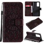 For OPPO Reno6 Pro+ 5G Sun Embossing Pattern Horizontal Flip Leather Case with Card Slot & Holder & Wallet & Lanyard(Brown)