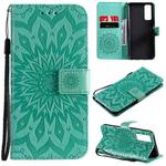 For vivo Y72 5G / iQOO Z3 Sun Embossing Pattern Horizontal Flip Leather Case with Card Slot & Holder & Wallet & Lanyard(Green)