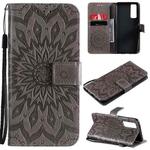 For vivo Y72 5G / iQOO Z3 Sun Embossing Pattern Horizontal Flip Leather Case with Card Slot & Holder & Wallet & Lanyard(Grey)
