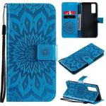 For vivo Y72 5G / iQOO Z3 Sun Embossing Pattern Horizontal Flip Leather Case with Card Slot & Holder & Wallet & Lanyard(Blue)