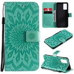 For vivo V21 Sun Embossing Pattern Horizontal Flip Leather Case with Card Slot & Holder & Wallet & Lanyard(Green)
