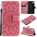 For vivo Y1s / Y90 / Y91C Sun Embossing Pattern Horizontal Flip Leather Case with Card Slot & Holder & Wallet & Lanyard(Pink)