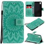 For vivo Y1s / Y90 / Y91C Sun Embossing Pattern Horizontal Flip Leather Case with Card Slot & Holder & Wallet & Lanyard(Green)