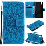 For vivo Y1s / Y90 / Y91C Sun Embossing Pattern Horizontal Flip Leather Case with Card Slot & Holder & Wallet & Lanyard(Blue)