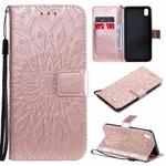 For vivo Y1s / Y90 / Y91C Sun Embossing Pattern Horizontal Flip Leather Case with Card Slot & Holder & Wallet & Lanyard(Rose Gold)