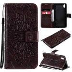 For vivo Y1s / Y90 / Y91C Sun Embossing Pattern Horizontal Flip Leather Case with Card Slot & Holder & Wallet & Lanyard(Brown)
