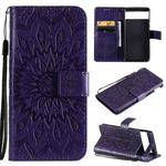 For Google Pixel 6 Pro Sun Embossing Pattern Horizontal Flip Leather Case with Card Slot & Holder & Wallet & Lanyard(Purple)