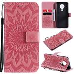 For Nokia 5.3 Sun Embossing Pattern Horizontal Flip Leather Case with Card Slot & Holder & Wallet & Lanyard(Pink)