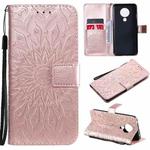For Nokia 5.3 Sun Embossing Pattern Horizontal Flip Leather Case with Card Slot & Holder & Wallet & Lanyard(Rose Gold)