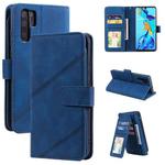 For Huawei P30 Pro Skin Feel Business Horizontal Flip PU Leather Case with Holder & Multi-Card Slots & Wallet & Lanyard & Photo Frame(Blue)