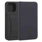 For iPhone 13 Pro Max Strong Magnetism Shockproof Horizontal Flip Liquid Feel Leather Case with Holder & Card Slots & Wallet (Black)