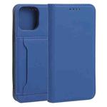 For iPhone 13 Pro Max Strong Magnetism Shockproof Horizontal Flip Liquid Feel Leather Case with Holder & Card Slots & Wallet (Blue)