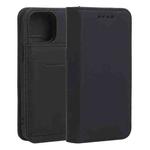 For iPhone 13 Strong Magnetism Shockproof Horizontal Flip Liquid Feel Leather Case with Holder & Card Slots & Wallet mini(Black)