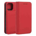 For iPhone 13 Strong Magnetism Shockproof Horizontal Flip Liquid Feel Leather Case with Holder & Card Slots & Wallet mini(Red)