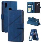 For Xiaomi Redmi Note 7 Skin Feel Business Horizontal Flip PU Leather Case with Holder & Multi-Card Slots & Wallet & Lanyard & Photo Frame(Blue)