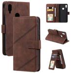 For Xiaomi Redmi Note 7 Skin Feel Business Horizontal Flip PU Leather Case with Holder & Multi-Card Slots & Wallet & Lanyard & Photo Frame(Brown)