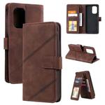 For Xiaomi Redmi K40 / K40 Pro Skin Feel Business Horizontal Flip PU Leather Case with Holder & Multi-Card Slots & Wallet & Lanyard & Photo Frame(Brown)