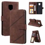 For Xiaomi Redmi Note 9 Pro/Note 9S Skin Feel Business Horizontal Flip PU Leather Case with Holder & Multi-Card Slots & Wallet & Lanyard & Photo Frame(Brown)