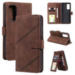 For Xiaomi Mi 10T 5G Skin Feel Business Horizontal Flip PU Leather Case with Holder & Multi-Card Slots & Wallet & Lanyard & Photo Frame(Brown)