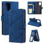 For Xiaomi Redmi Note 10 Skin Feel Business Horizontal Flip PU Leather Case with Holder & Multi-Card Slots & Wallet & Lanyard & Photo Frame(Blue)