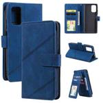 For Xiaomi Redmi Note 9 4G / Poco M3 Skin Feel Business Horizontal Flip PU Leather Case with Holder & Multi-Card Slots & Wallet & Lanyard & Photo Frame(Blue)