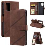 For Xiaomi Redmi Note 9 4G / Poco M3 Skin Feel Business Horizontal Flip PU Leather Case with Holder & Multi-Card Slots & Wallet & Lanyard & Photo Frame(Brown)