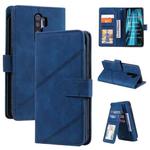 For Xiaomi Redmi Note 8 Pro Skin Feel Business Horizontal Flip PU Leather Case with Holder & Multi-Card Slots & Wallet & Lanyard & Photo Frame(Blue)