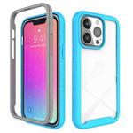 For iPhone 13 Pro Starry Sky Solid Color Series Shockproof PC + TPU Protective Case (Light Blue)