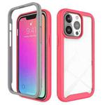 For iPhone 13 Pro Starry Sky Solid Color Series Shockproof PC + TPU Protective Case (Light Red)