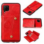 For Samsung Galaxy A22 4G Double Buckle PU + TPU Shockproof Magnetic Protective Case with Card Slot & Holder(Red)