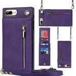Cross-body Zipper Square TPU+PU Back Cover Case with Holder & Card Slots & Wallet & Strap For iPhone 8 Plus / 7 Plus(Purple)