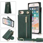 For iPhone SE 2022 / SE 2020 / 8 / 7 Cross-body Zipper Square TPU+PU Back Cover Case with Holder & Card Slots & Wallet & Strap(Green)